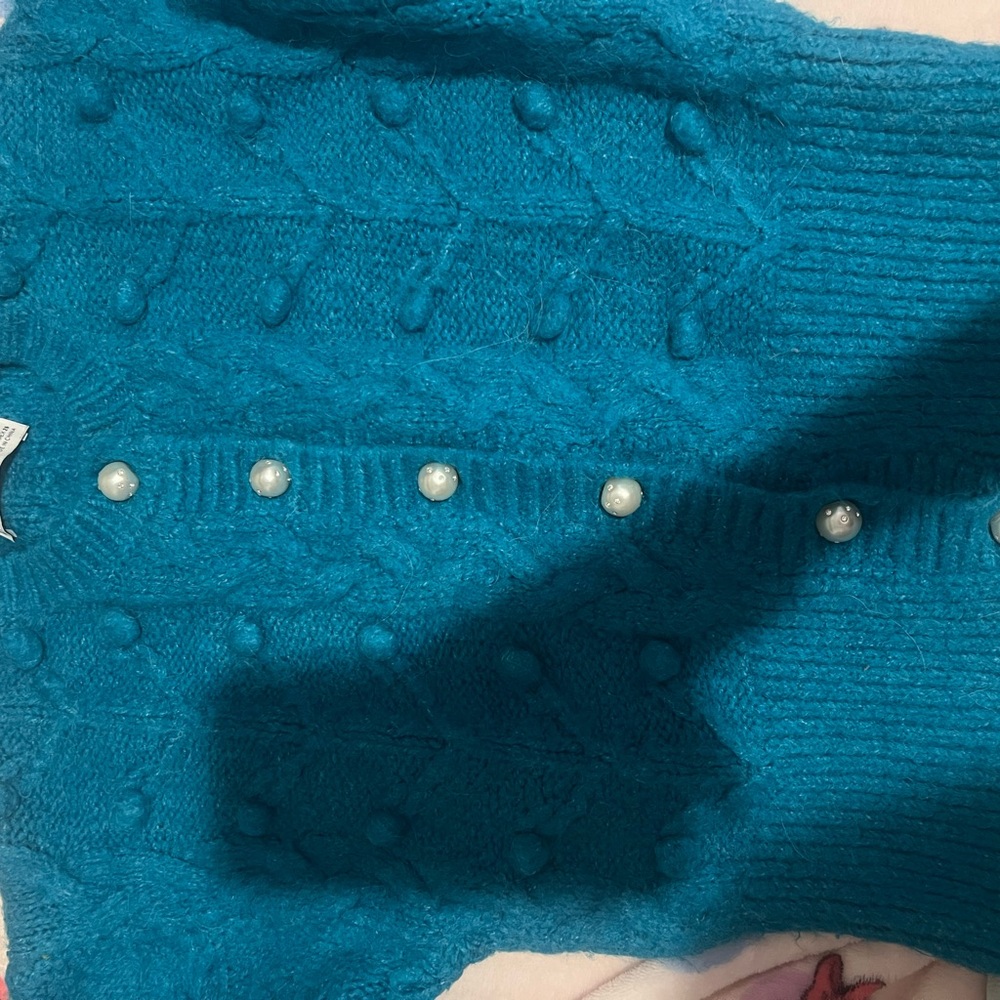 Zara Blue Cable Knit Cardigan